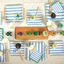 BLEU | Ensemble Vaisselle Papier Rayures Bleues Meri Meri® 