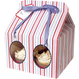 Rayures Bleues - 3 Boîtes pour 4 Cupcakes