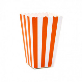 6 Boîtes à Popcorn | Rayées Orange et Blanc 
