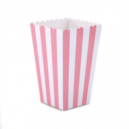 6 Boîtes à Popcorn | Rayées Rose et Blanc 