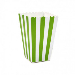 6 Boîtes à Popcorn | Rayées Vert Vif et Blanc 