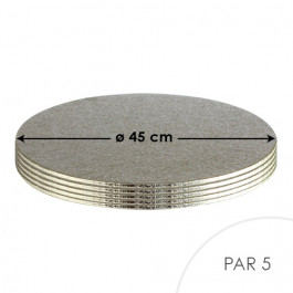 5 Cartons à Entremets - Argent - Ronds 3 mm - 45 cm