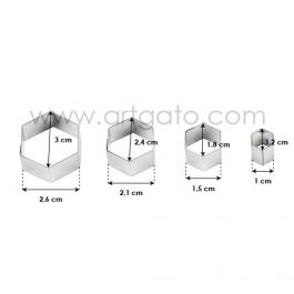 Hexagonaux, Jeu de 4 Tailles - en Fer Blanc