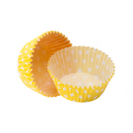 Caissettes Cupcakes – Taille Standard | Jaunes à pois blancs