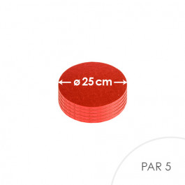 5 Cartons à entremets - Rouge - Ronds 25 cm