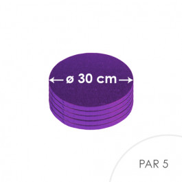 5 Cartons à entremets - Ronds 30 cm - violet