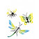 Pochoir, PAPILLON, ABEILLE et LIBELLULE