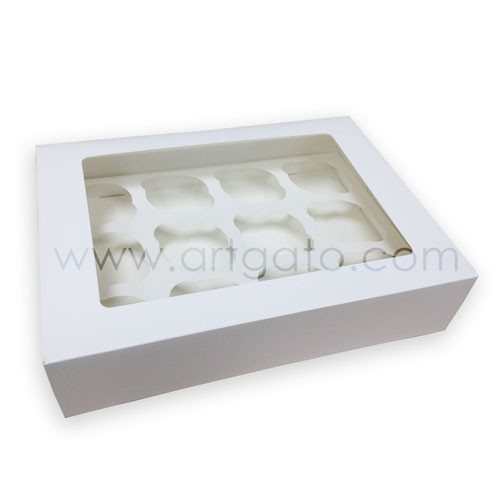 Lot De 100 Boîtes à Cupcakes Blanches - Plateau Amovible 4 Ou 6 Trous - Fenêtre Cellophane