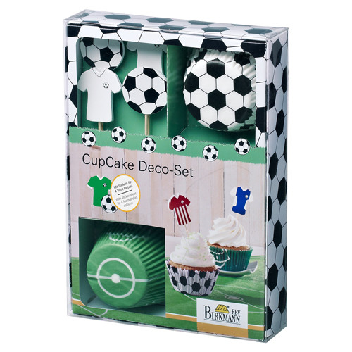 Kit Décor Cupcakes  Football - 24 Caissettes Ø 7 cm, 12 Piques