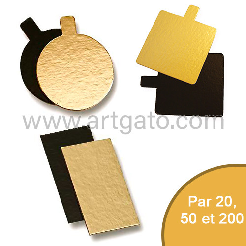Semelle carton pour gâteau - or-noir 20 cm