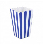 6 Boîtes à Popcorn | Rayées Bleu Roi et Blanc 