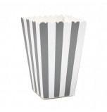 6 Boîtes à Popcorn | Rayées Gris et Blanc 