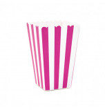 6 Boîtes à Popcorn | Rayées Fuchsia et Blanc 