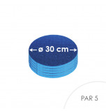5 Cartons à entremets - Bleu Roi - Ronds 30 cm