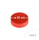 5 Cartons à entremets - Rouge - Ronds 30 cm