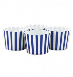 6 Darioles en Carton (Party Cups) | Rayées Bleu Roi et Blanc 