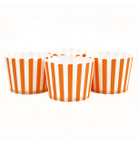 6 Darioles en Carton (Party Cups) | Rayées Orange et Blanc 