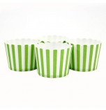 6 Darioles en Carton (Party Cups) | Rayées Vert Vif et Blanc 