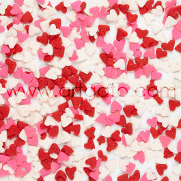 Confettis en Sucre - Coeurs Rouges, Roses et Blancs
