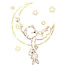 Pochoir, Ourson sur Lune