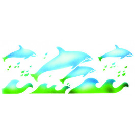 Pochoir, Bordure de DAUPHINS, Grande Taille