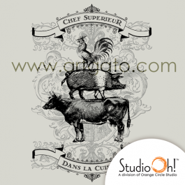 Motif Année 1900, Coq, Cochon, Vache