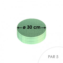 5 Cartons à entremets - Vert Pâle - Ronds 30 cm