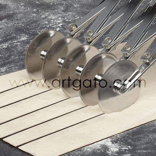 Stainless Steel Multi Wheel Adjustable/Expandable Strip/Ribbon/Pastry/Dough  Cutter - 7 wheel