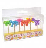 Birthday Candles | Novelty - Circus Animals - 6 assorted Designs & Colours