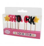 Birthday Candles - Letters | ROCK STAR -  2,5 cm High, Pink & Black