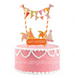 Cake Decorating Set | Sweet Soiree - 5 Cake Toppers and mini Flag Bunting