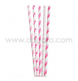 25 Paper Straws| Stripes & Dots Mix - Pink and Hot Pink