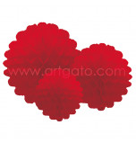 Pompons | Red - Set of 3 Sizes, Honeycomb