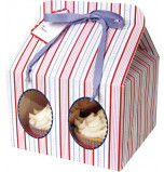 Rayures Bleues - 3 Boîtes pour 4 Cupcakes