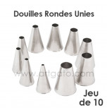 10-Piece Pastry Tip/Tubes | Plain Round Ø 4 à 18 mm