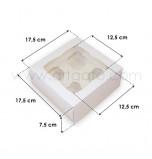 5 White Cupcake Boxes with Window | 7,5 cm High - 4 Cupcakes
